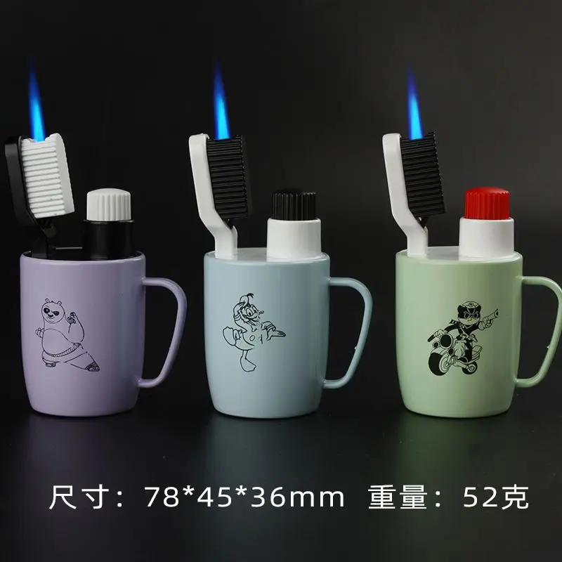 

Creative Wash Cup Lighter Windproof Blue Flame Fun 1-Of-A-Kind Lighter Butane Torch Gas Lighter Toothbrush Ignition Gadget Gifts