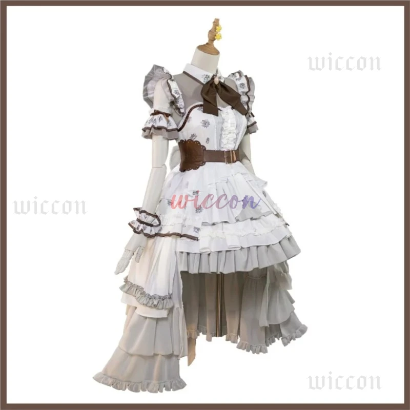 أنيمي بانجدريم مايغو! تاكاماتسو توموري أزياء تنكرية شعر مستعار فستان الأميرة الأبيض لوليتا تنورة امرأة لطيف بدلة حفلة عيد ميلاد