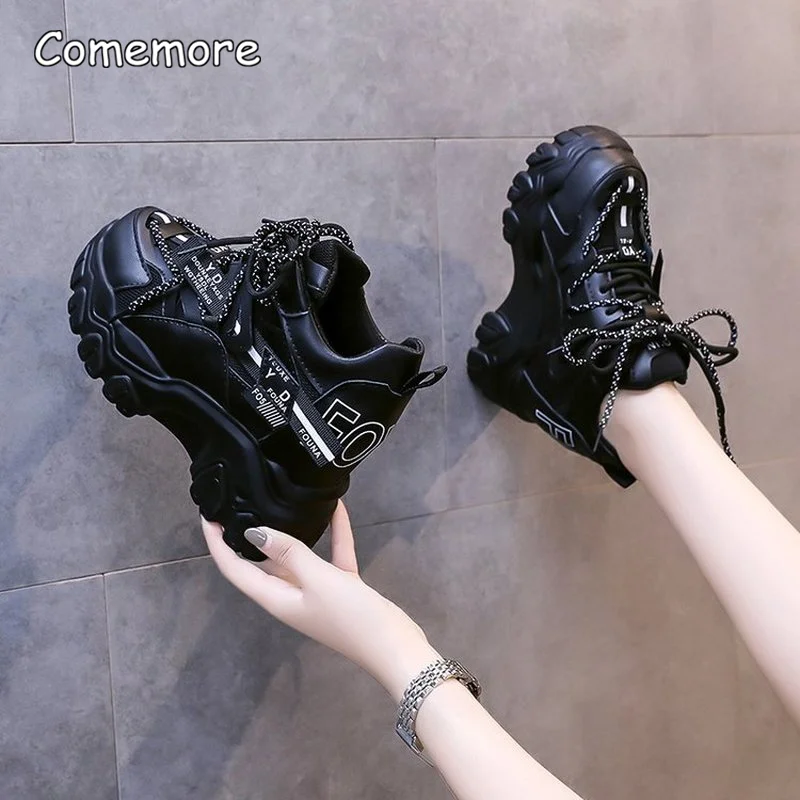 Comemore Summer Platform Woman Sneaker Heels for Women Women's Tennis Lace Up Comfortable Casual Sport Shoes Ladies Fashion 2022