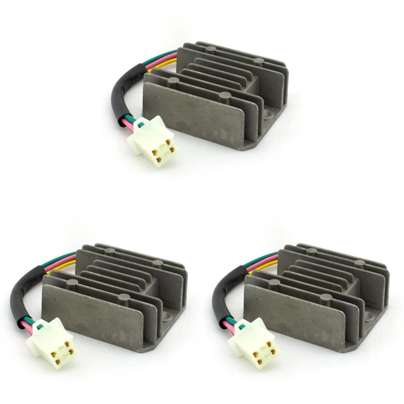 3x Universele 4 Draad Full Wave Zwart Motorfiets Regulator Gelijkrichter 12V Dc Fiets Quad