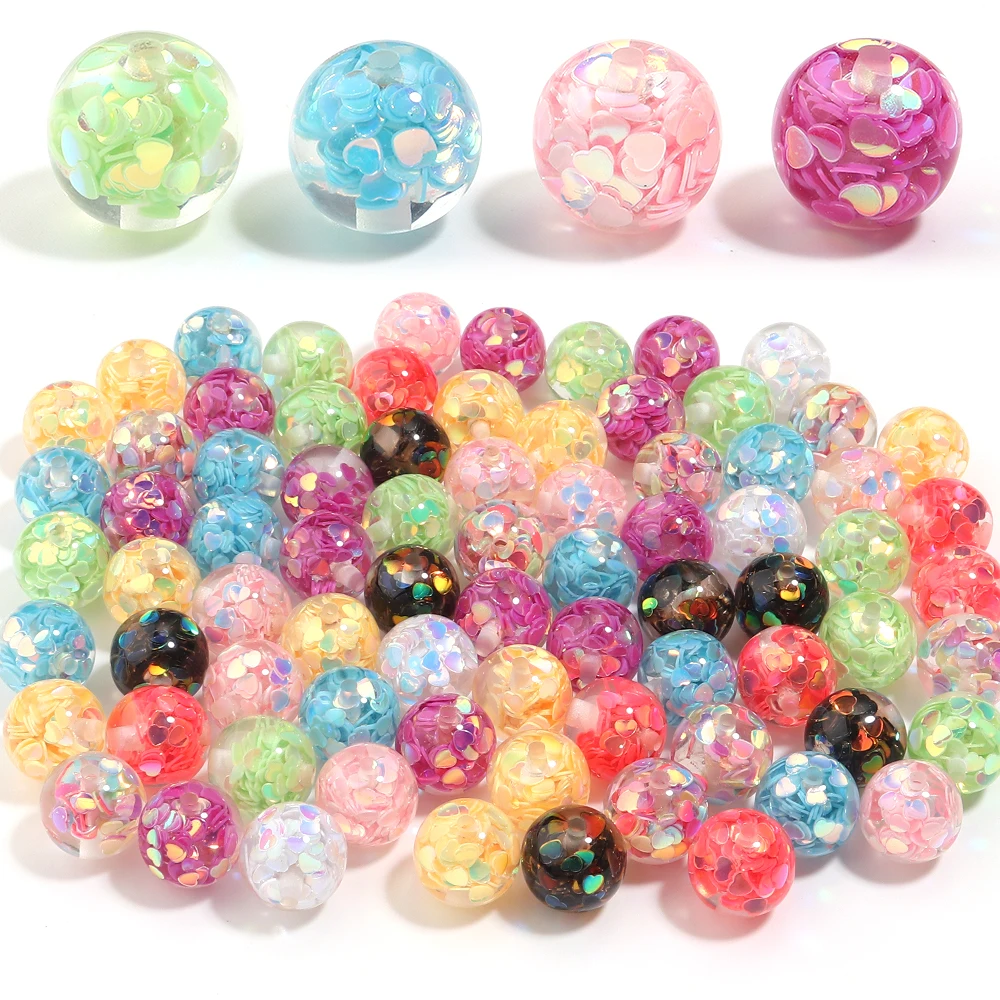 5Pcs Shining Beads Sequins Transparent Resin Ball 16mm Beads for Ornament Making Findings Handmade DIY Crafts Beading Supplies