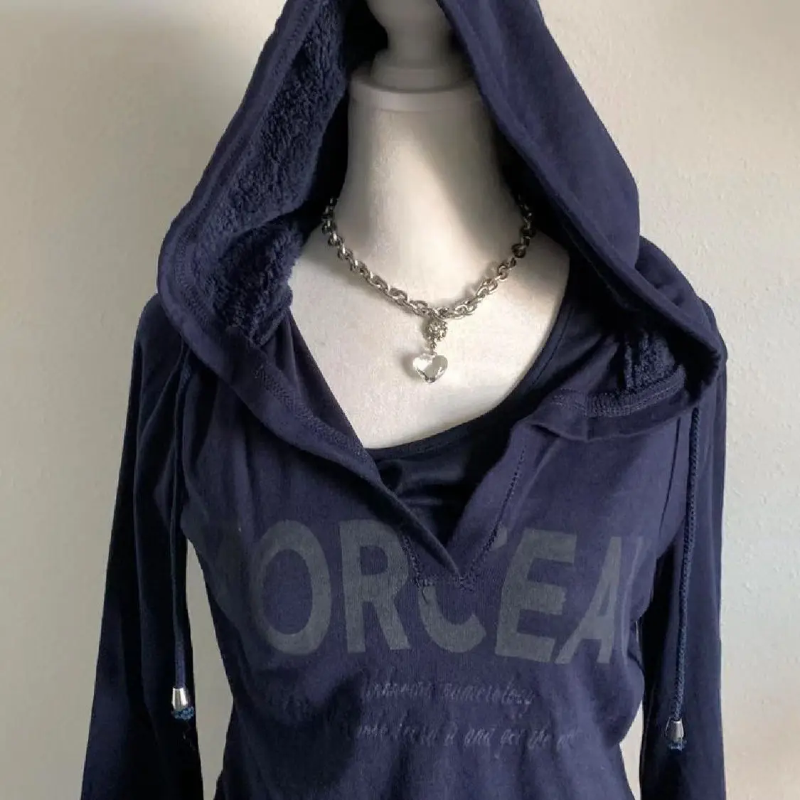 

Ретро-худи в американском стиле Y2K, темно-синее, с вставками из овечьей шерсти, женское, осеннее, в стиле пустыни, дизайнерский топ, модный свитшот для женщин