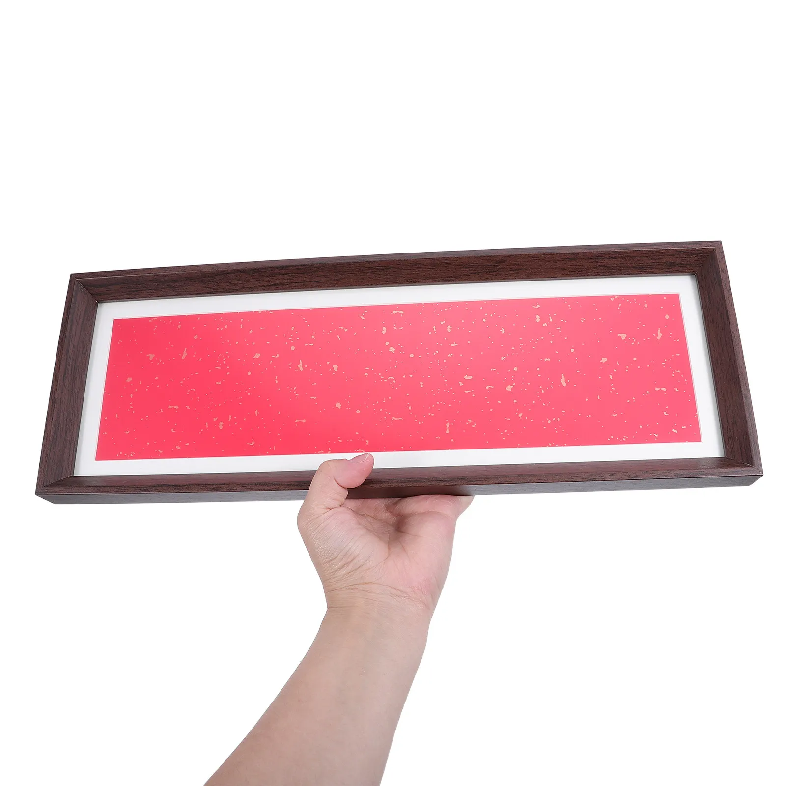 1Set Calligraphy Display Organizer Wood Photo Frame Red 16.6x5.9 Inch Blank Xuan Paper Tabletop Stand Chinese Calligraphy Home
