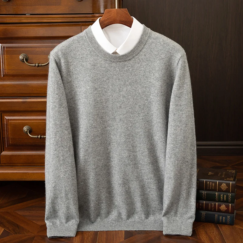 

Autumn and Winter New Collection {100% Cashmere} Men's Cashmere Hot Selling Round Neck Casual Solid Color Knitted Sweater for Me