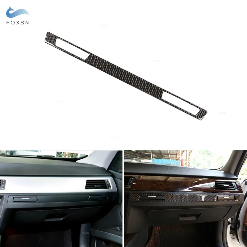 Car Carbon Fiber Co-pilot Central Dashboard Panel Water Cup Holder Cover Trim For BMW E90 E92 E93 320i 325i 3 Series 2005-2012