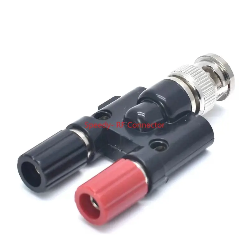 1Pcs Q9 BNC Banana To Two Dual 4mm Banana Male Female Jack Coaxial Connector BNC Tee Type 3Way Splitter RF Adapter High Quanlity