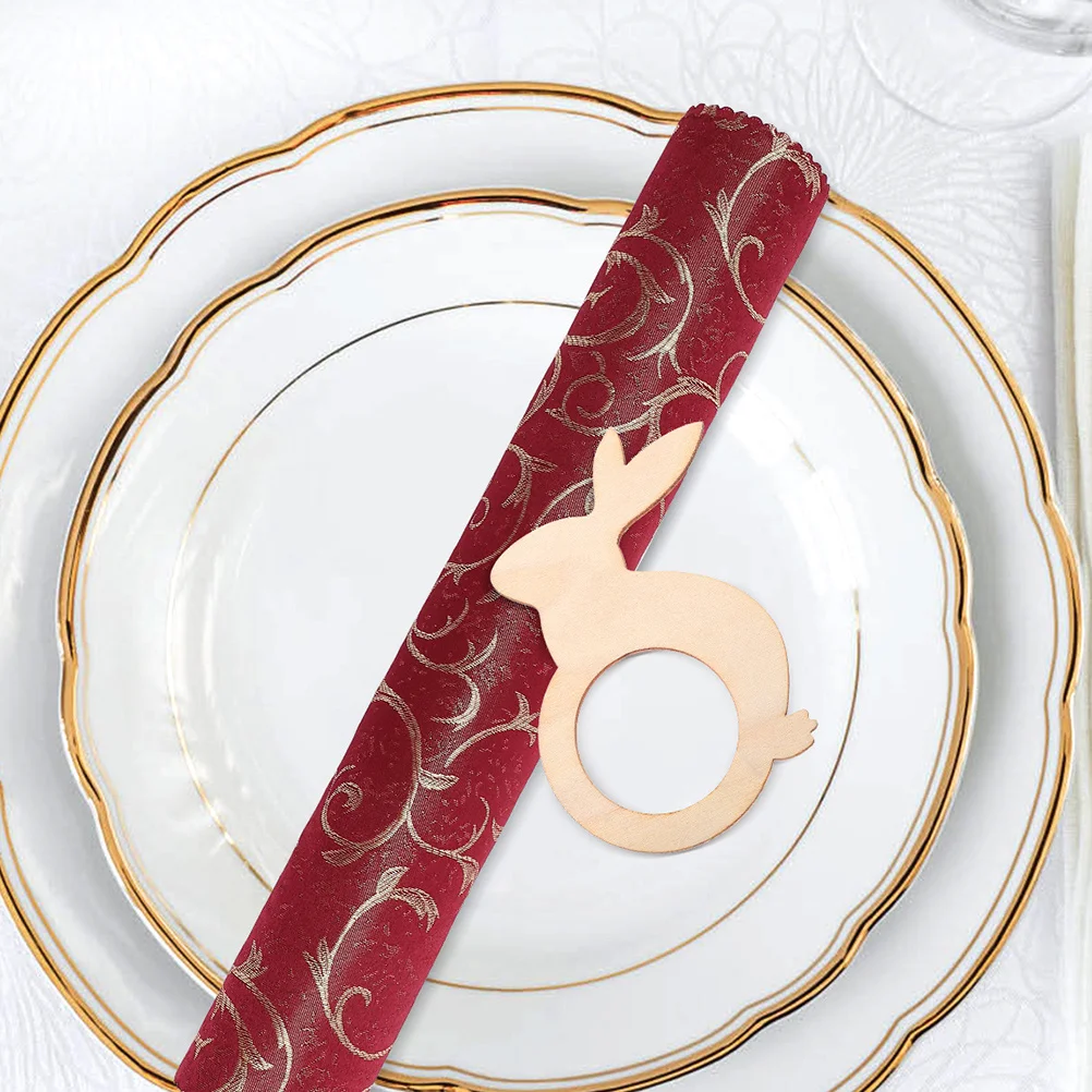 

30Pcs DIY Easter Napkin Rings Bunny Design Wood Napkin Holders Table Decoration Wedding Party Festival Banquet Dining