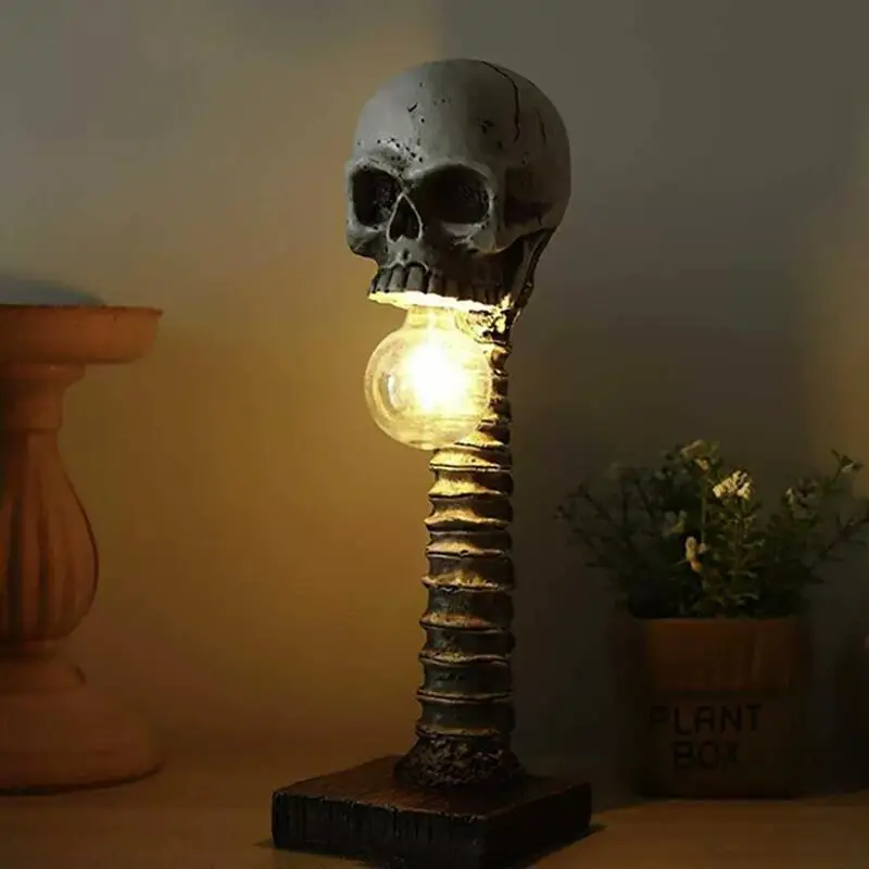 Halloween Ornaments Skull Table Lamps Horror Skeleton 3D Statue Desk Lights Scary Halloween Atmosphere Props Party Home Decors