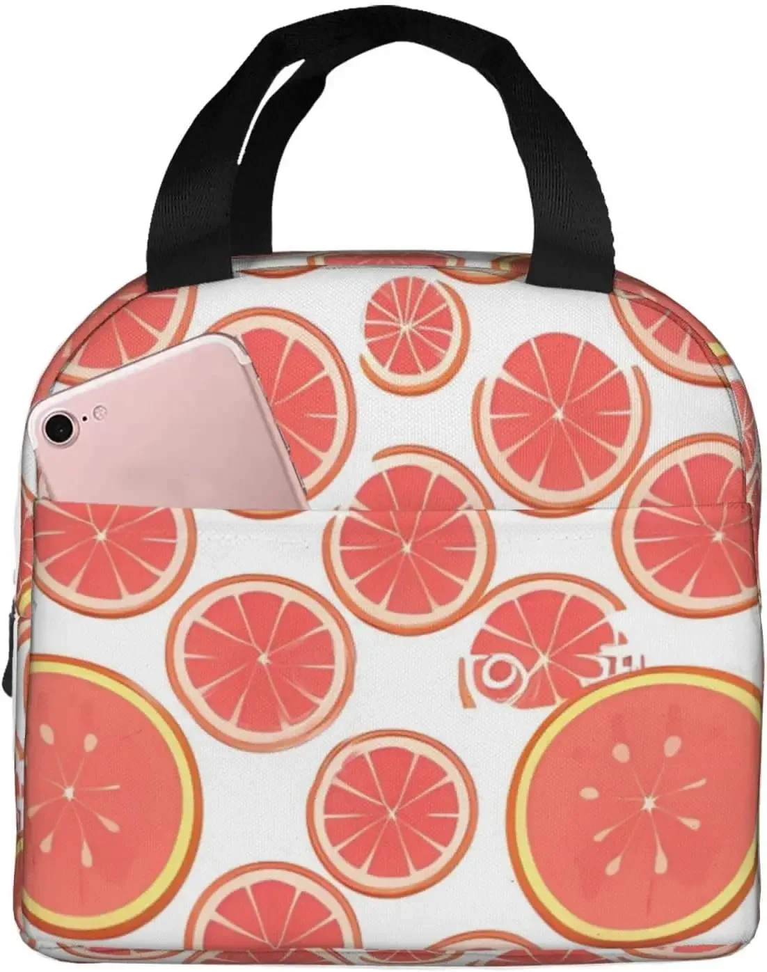 Summer Fruits Grapefruit Slice Insulated Lun Bag Thermal Freezable lun Tote Waterproof Bento Lu n Box Women Men Lunc h