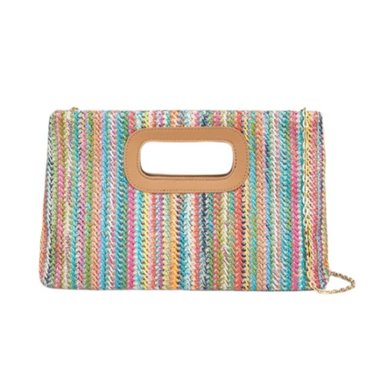 

Women's Handbag Chain Strap Straw Crossbody Bag Top Handle Boho Casual Summer Beach Resort Vacation Travel Bag
