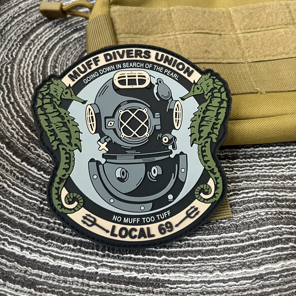 Muff Divers Union PVC Patch Backpack Hook&Loop Patches for Clothes Tactical Stickers NO MUFF TOO TUFF Morale Badges