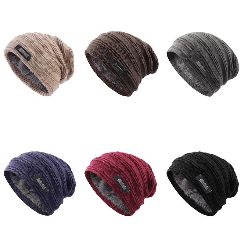 Men Women Winter Knit Beanie Hat Fleece Lined Warm Slouchy Skull Cap Soft Stretch Knitted Hat Outdoor Ski Caps