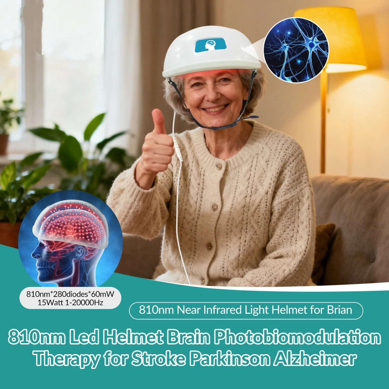 Casco de Fotobiomodulación Neurónica: Remedio para la Concisión, TBI, Ictus Leve y Tratamiento de Enfermedades Neurodegenerativas Cerebrales