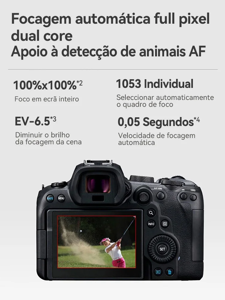 Câmera profissional sem espelho Canon-EOS R6, full-frame, emblante, à prova de shake, vídeo 4K, gravação em V, 20MP, 8 níveis