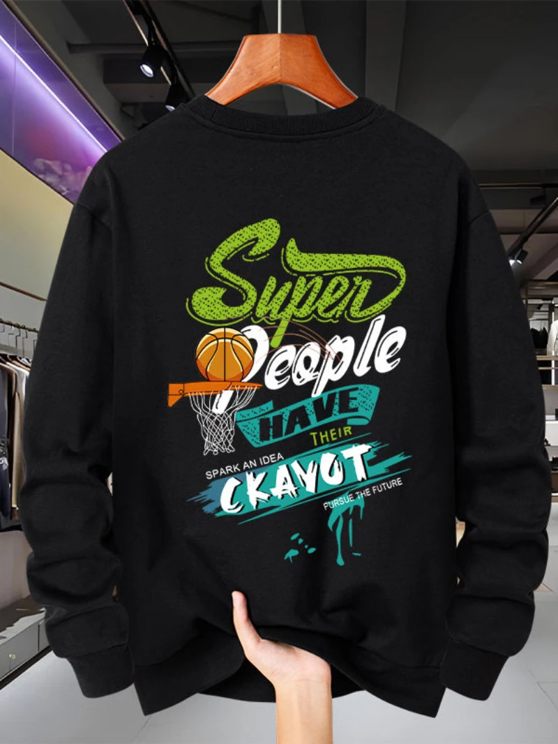 

2025 Autumn Winter Round-neck Hoodie West Coast Basketball Print High-end Luxury Is for Both Men and Women Top Y2k