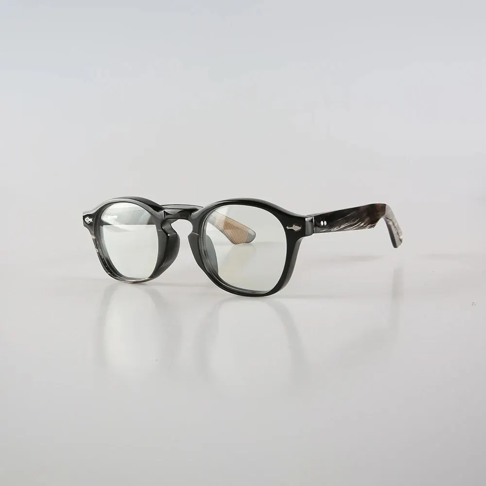 

Eyelass Frame For Men Women Square Rivets Retro Handmade Natuarl Horn Reading Glasses Frame Unique Classic Optical Eyewear