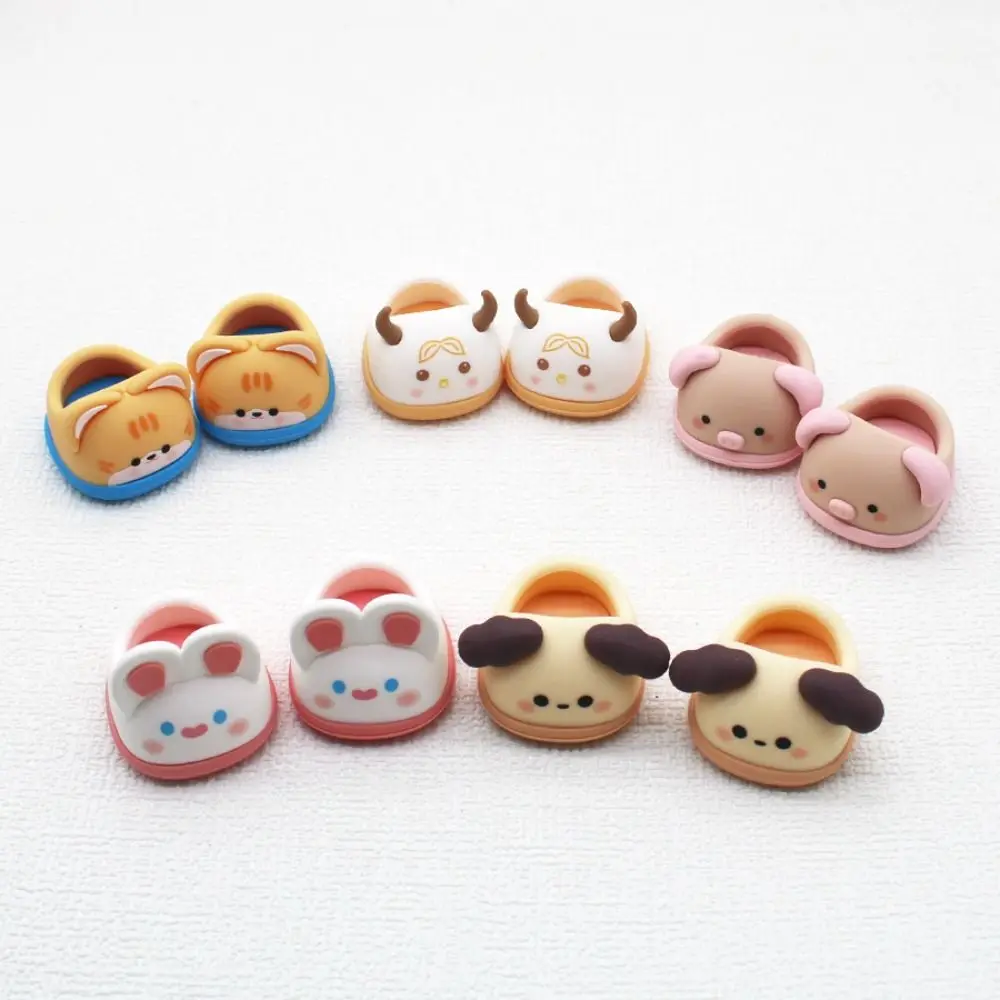 1Pair 20cm Cotton Doll Shoes Cute Pig Rabbit Cat Soft Rubber Shoes Animal Board Shoes Doll Accessories For Children Toys Gifts