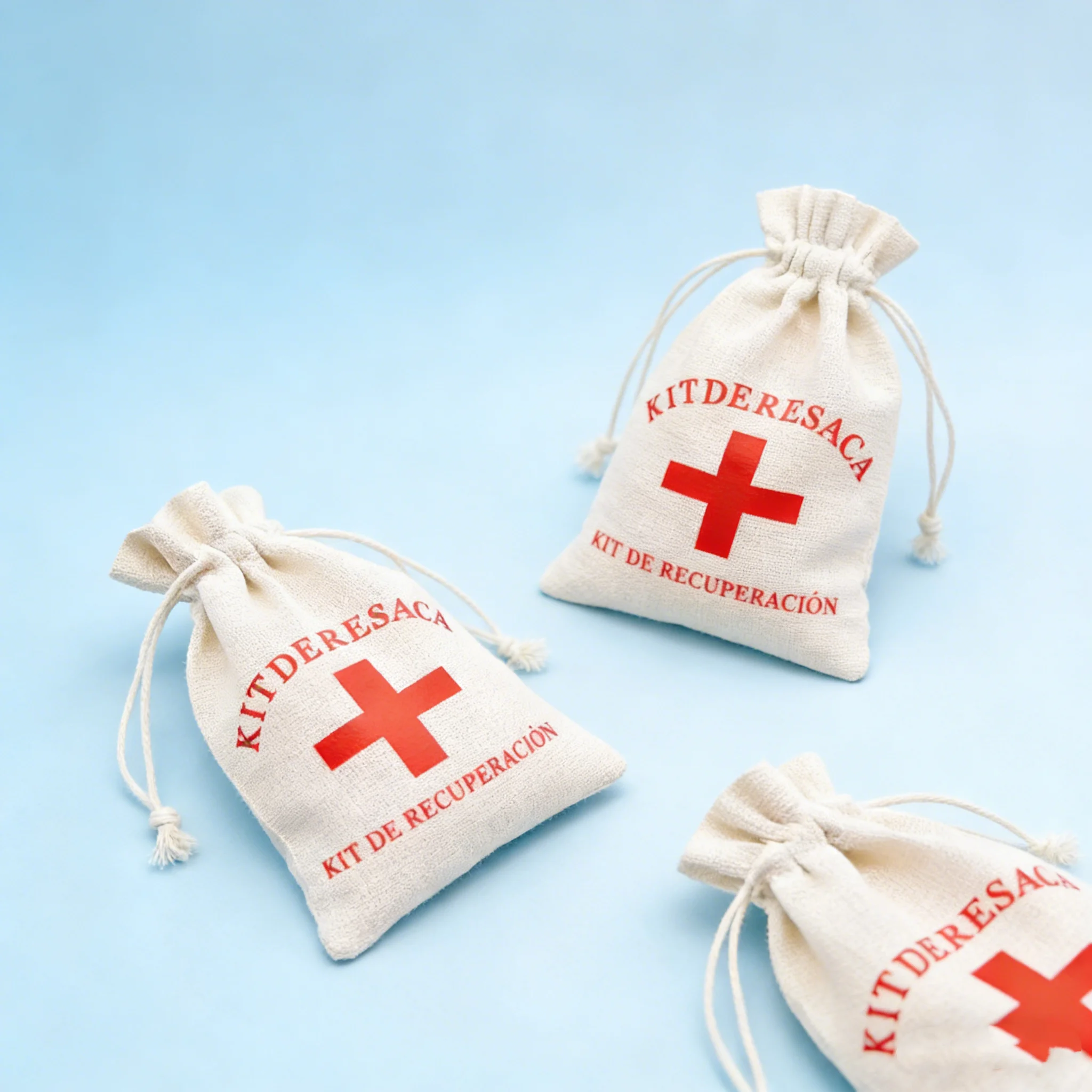 24 Bolsas de Algodón y Lino para Kit Antiresaca de Boda, Regalo para Invitados, Artículos para Fiestas