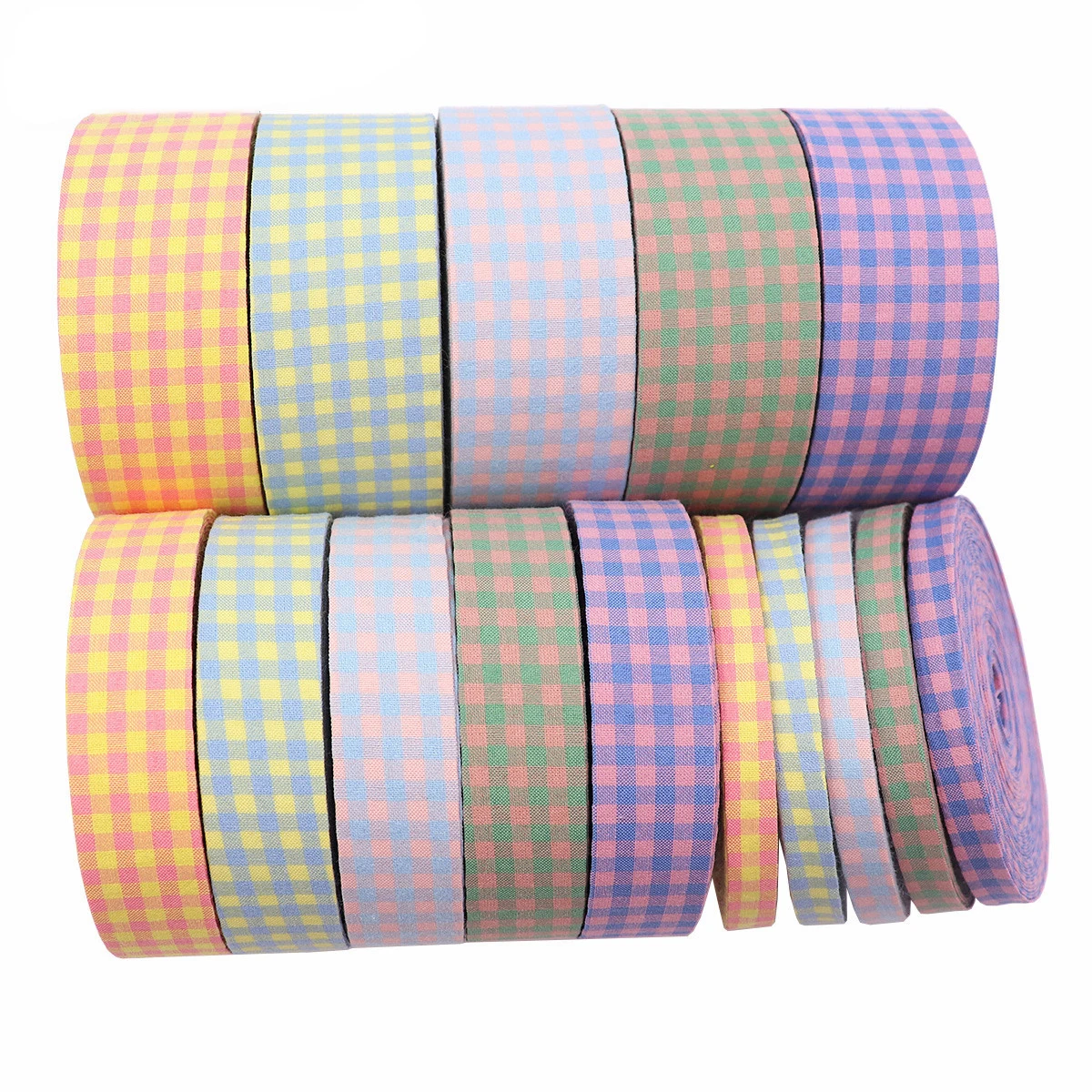 5 Yards/Roll 10 25 38mm Double-Sided Lattice Thicken Cloth Ribbon for Gift Wrapping Accessories Bows for Crafts Decorative Tape