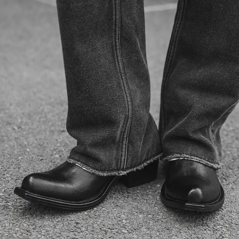 2026 British Men's Trendy High-top Casual Heightening Platform Chelsea High-heeled Upturned Pointed Wizard Boots