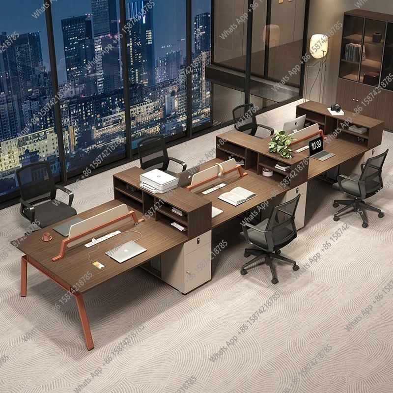 

N49 Office Desk And Chair Combination Is Simple And Modern, Six-person Card Seat, Financial Table, Desk, And Staff Seat Are Av
