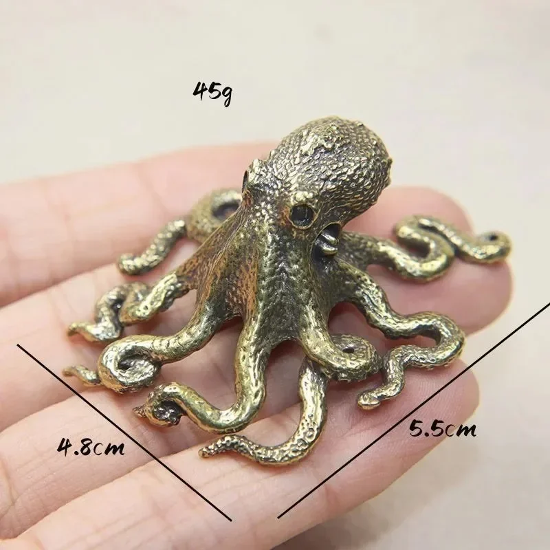 Brass Small Octopus Ornament Office Mini Statues Lucky Household Decorations Innovative Design Incense Holder Means Wealth