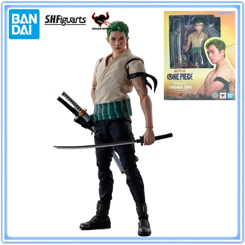 BANDAI Original S.H. Figuards ONE PIECE Roronoa Zoro & rufy NETFLIX Anime Action Figure giunti attivi modello giocattoli da collezione