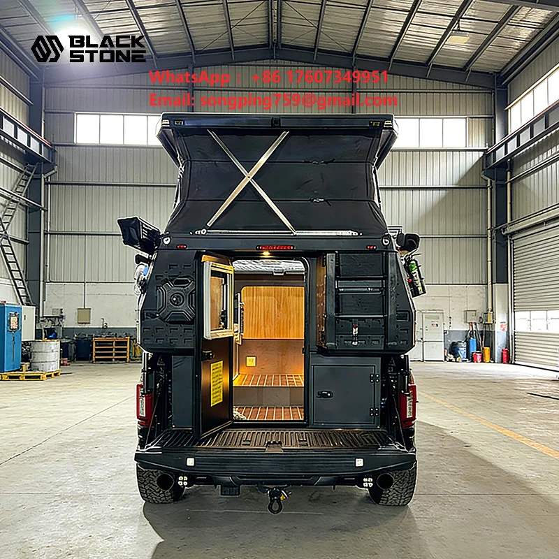 Aluminum Hard Shell Pop up Truck Camper With Roof Top Tent Outdoor Off Road Camping Camper