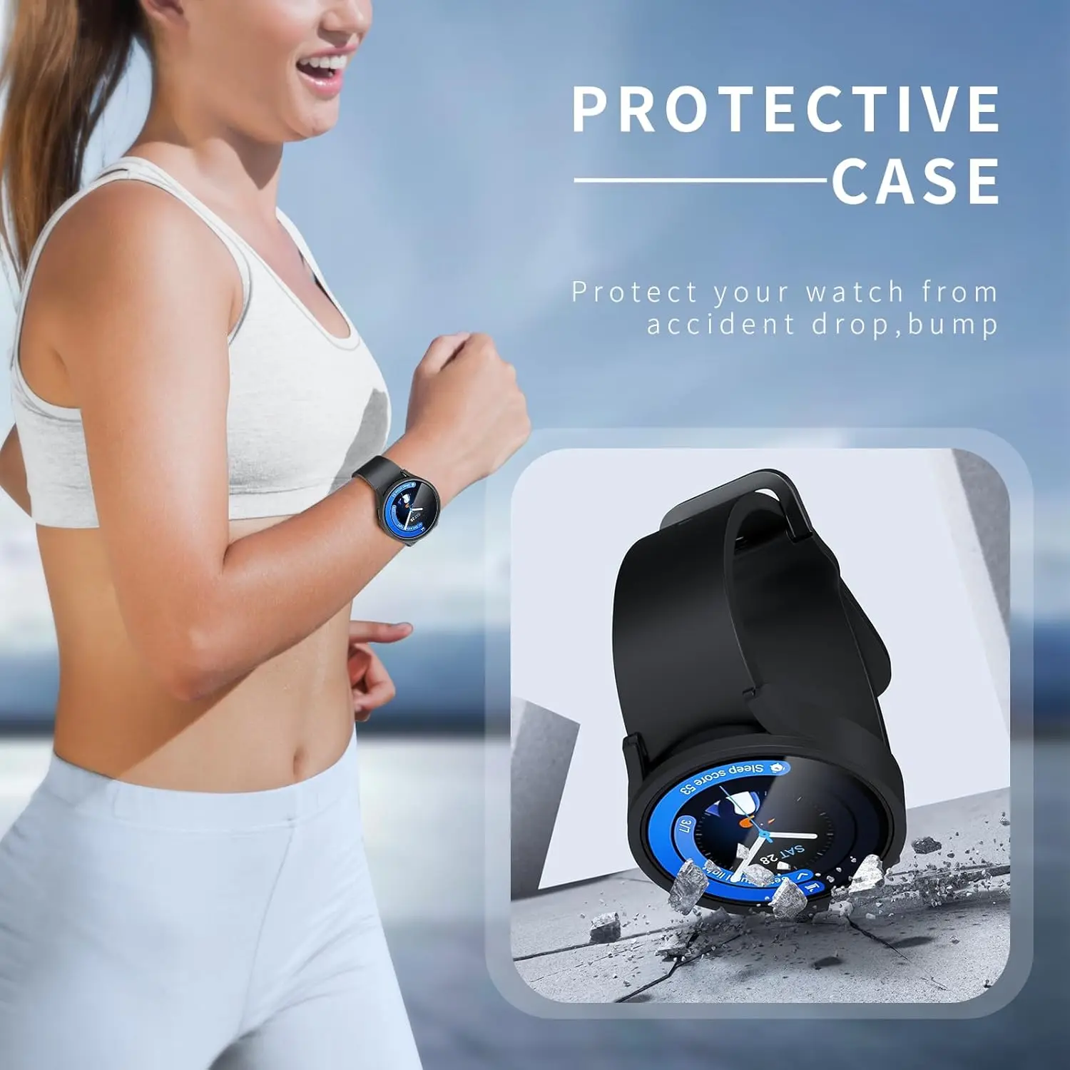Case for Galaxy Watch 7 40mm 44mm, Hard PC Protective Bumper Compatible with Samsung Galaxy Watch 7 40mm 44mm Accessories.