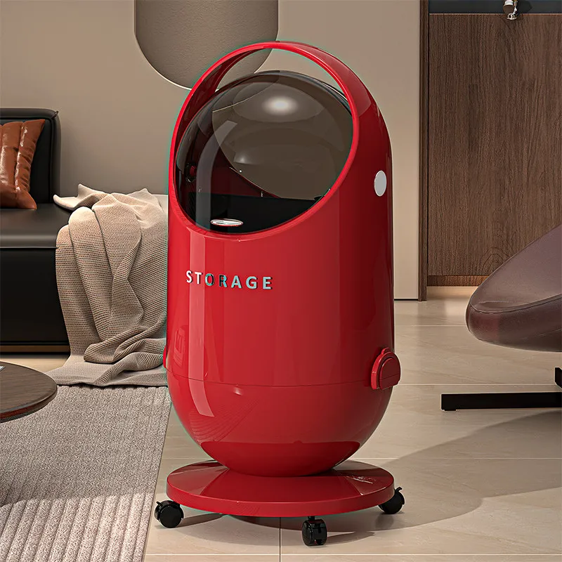 Light Luxury Clamshell Trash Can With Wheels Modern Large-Capacity Home Bedroom Living Room Waste Bin