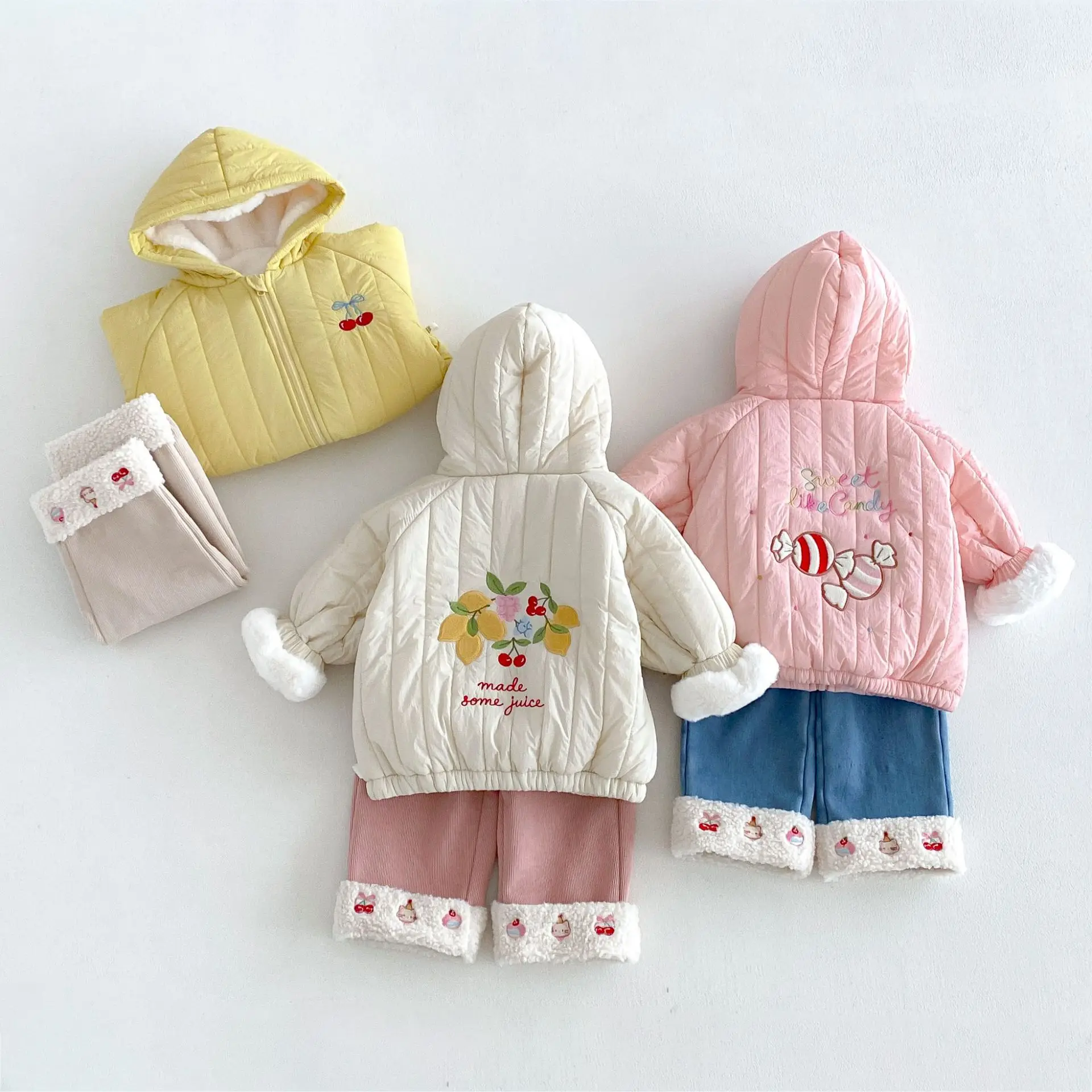 2026 New Winter Girls Floral Padded Coat | Peter Pan Collar Fleece-Lined Jacket | Cute Warm Outwear