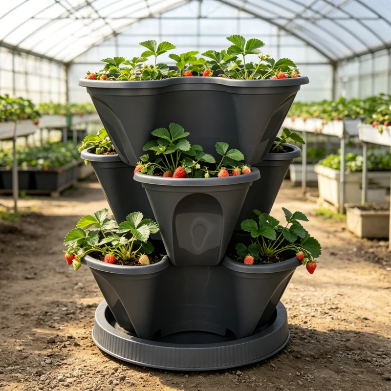 Lightweight Plastic Strawberry Plant Pot Stackable Vertical Garden Planter Container