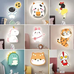 LED Cartoon Children's Room Lamp Lovely Unicorn Dinosaur Rabbit Dog Wall Lights for Bedroom Boys Girls Kids Eye Care