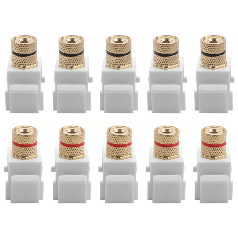 Speaker Post Snap-In Banana Keystone Jack - White, 10Pcs