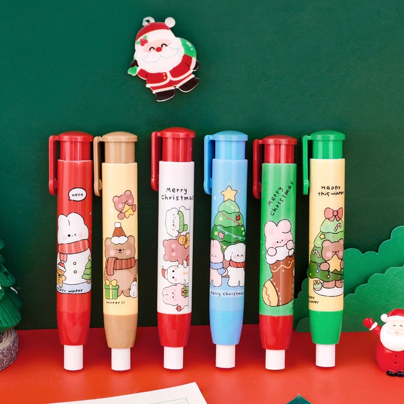 Kawaii świąteczna gumka do prasowania śliczne pisanie rysunek gumki do ołówka szkolne artykuły papiernicze prezenty dla dzieci szkolne materiały biurowe