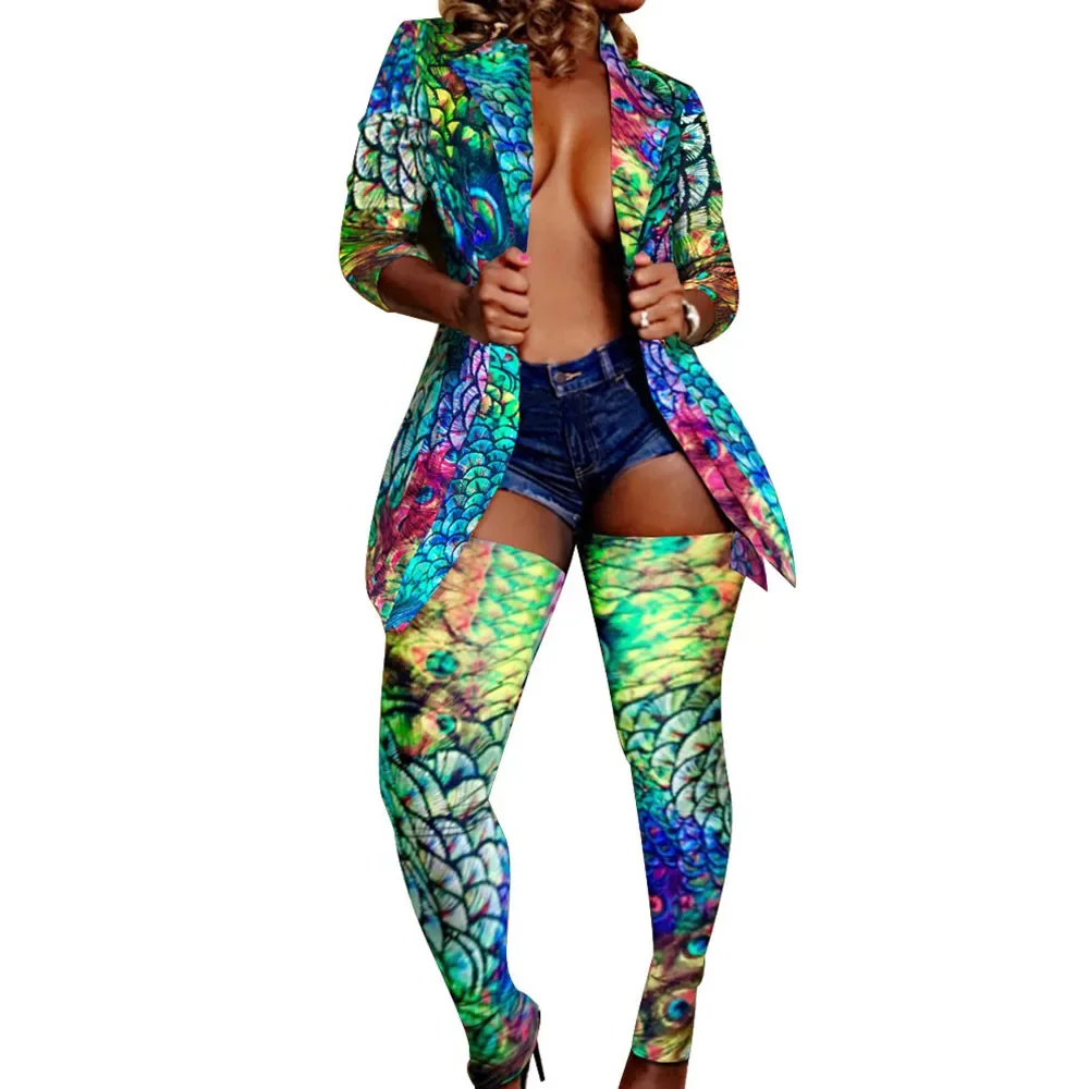 

Уличная одежда в стиле хип-хоп, камуфляжный леопардовый комплект из двух предметов, женская праздничная одежда, пиджак и брючные костюмы, сексуальные клубные наряды из двух предметов