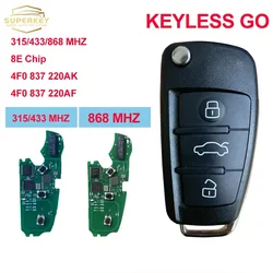 SUPERKEY  Smart Fob Flip Key For 2006 - 2015 AUDI A6 Q7 S6 RS6 8E Chip 315 434 868 MHZ 4F0837220AK 4F0837220AF 4F0 837 220AF
