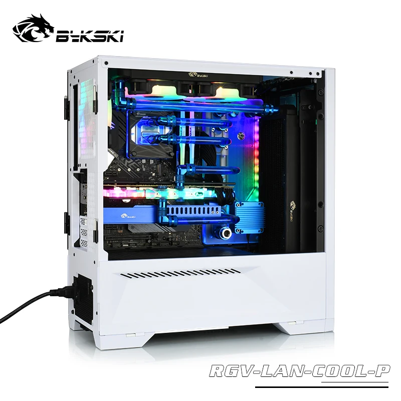 BYKSKI Acrylic Board Water Channel Solution kit use for LIANLI LanCool II Case / Kit for CPU and GPU Block / Instead reservoir