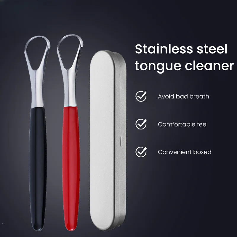 

Stainless steel tongue scraper oral cleaning brush Fresh breath cleaning coating toothbrush Hygiene care tools, beauty health