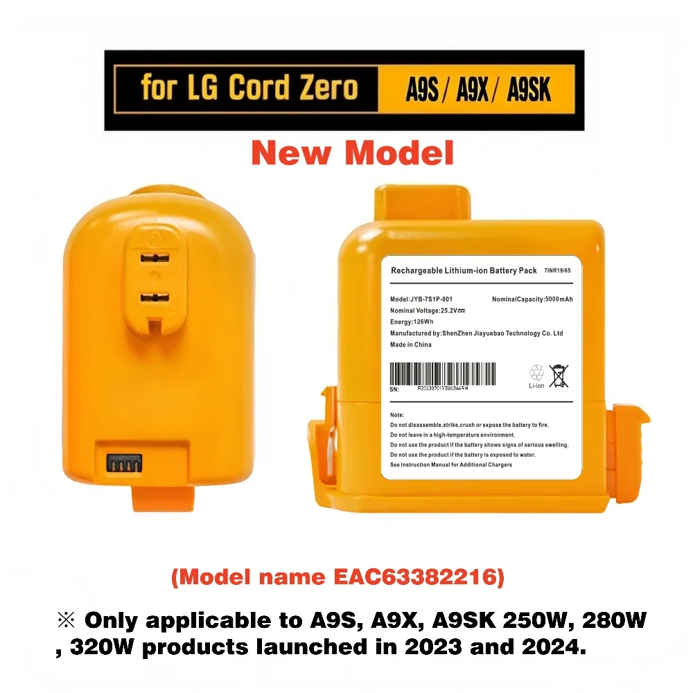 5000mAh Replacement Li-ion Battery Pack for LG A9S LCD EAC63382216 Cordless Vacuum Cleaner Battery A9S, A9X