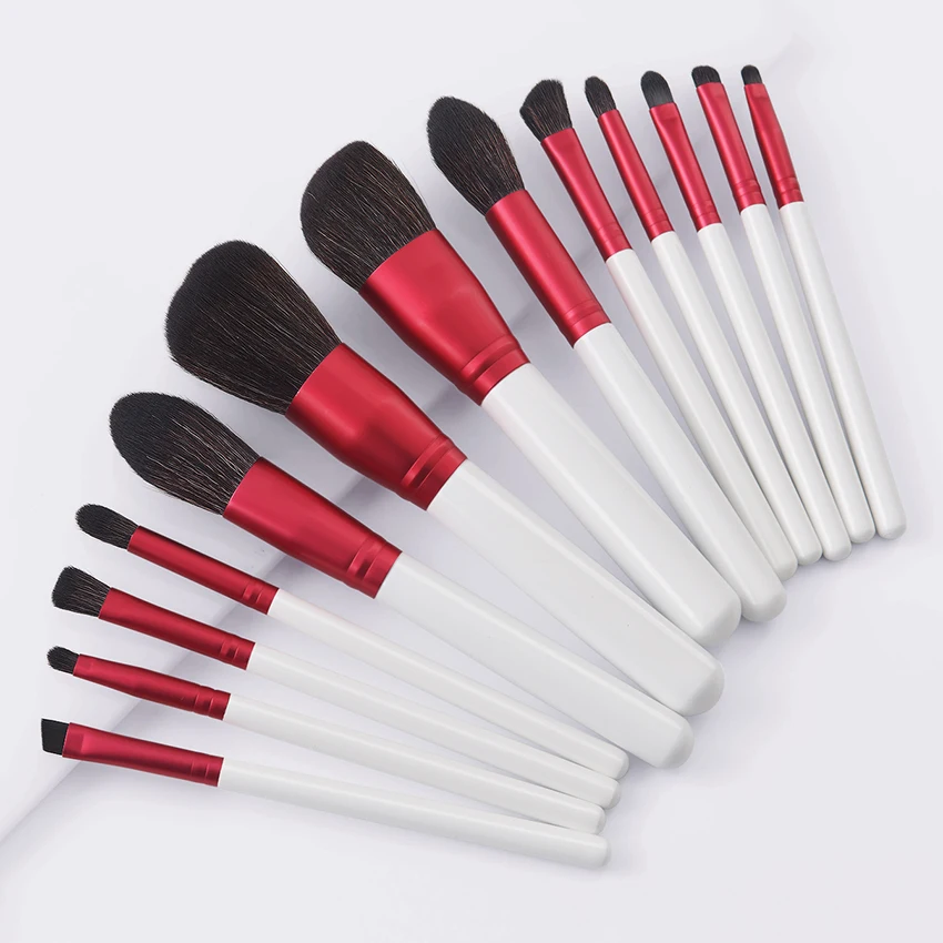 SAIANTTH – ensemble de pinceaux de maquillage, manche en bois blanc de haute qualité, Tube rouge, correcteur de fard à joues, eyeliner à sourcils, 13 pièces