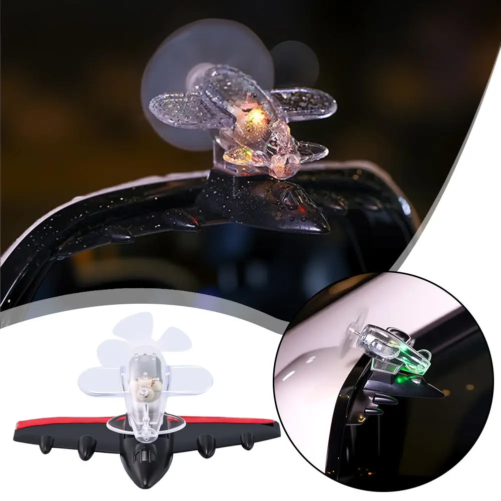 Car Rearview Mirror Decorative Airplane With Wind-Powered Glowing Light Rainproof Visor For Driving Safety Car Accessory D1S3