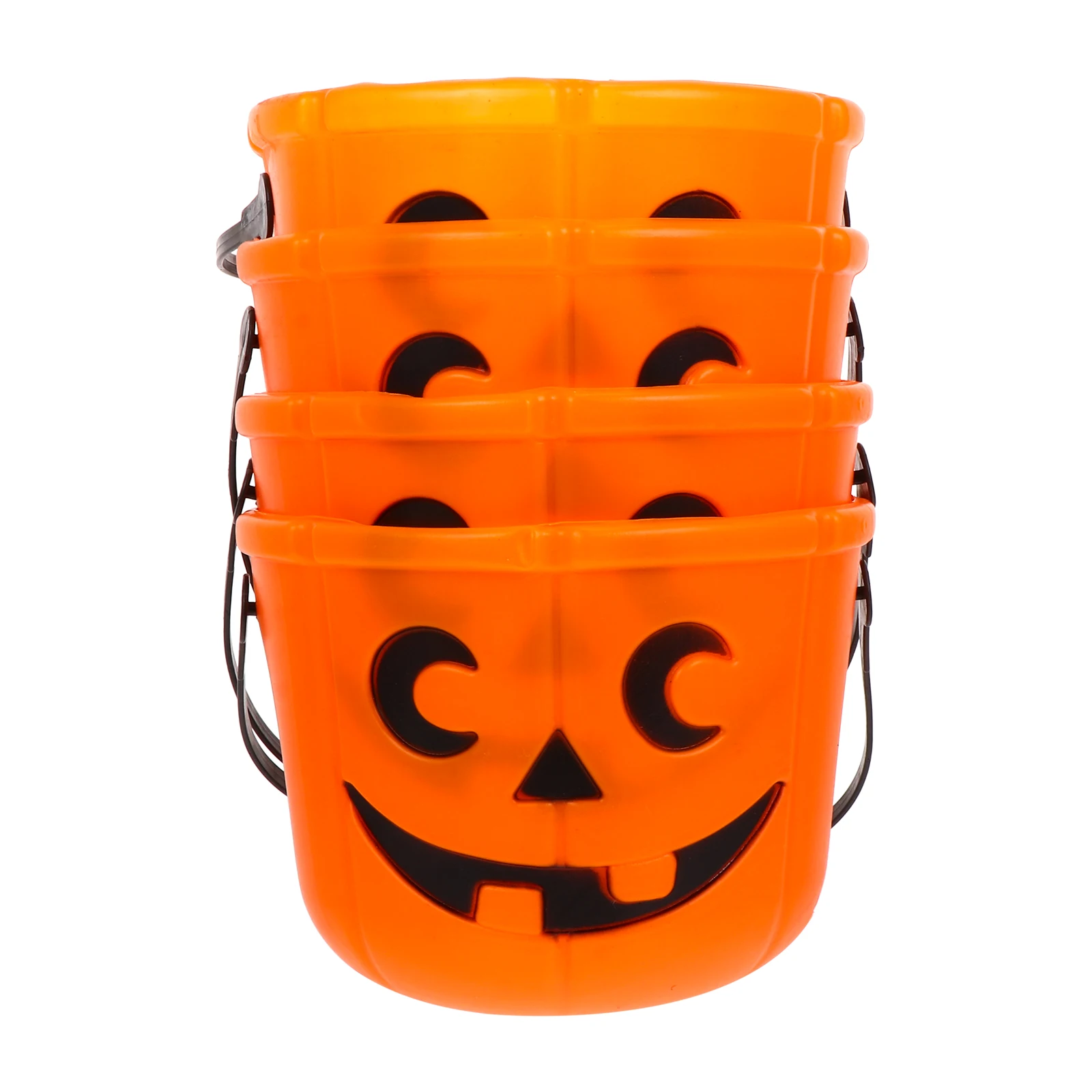 

4pcs Halloween Pumpkin Candy Buckets Kids Treat Carriers PVC Barrel Gift Storage Holders