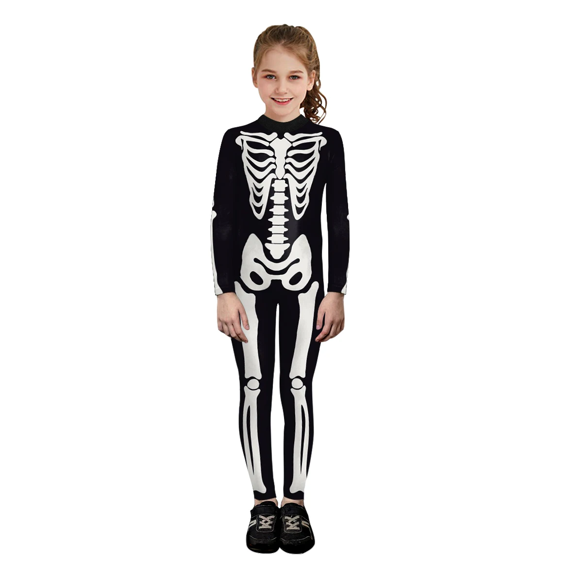 Zawaland Halloween Children Skeleton Print Funny Bodysuit Holiday Party Cosplay Costume Festival Catsuit Elastic Zentai Suit