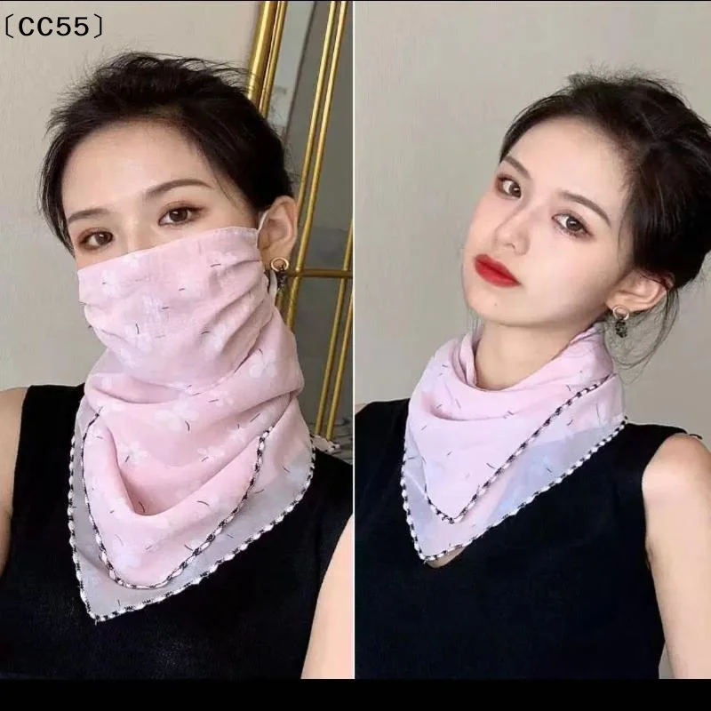 

1Pcs Adjustable Protection Face Chiffon Print Mask Women Sun Protection Floral Scarf Ice Silk Neck Protector Bandana〔CC55〕