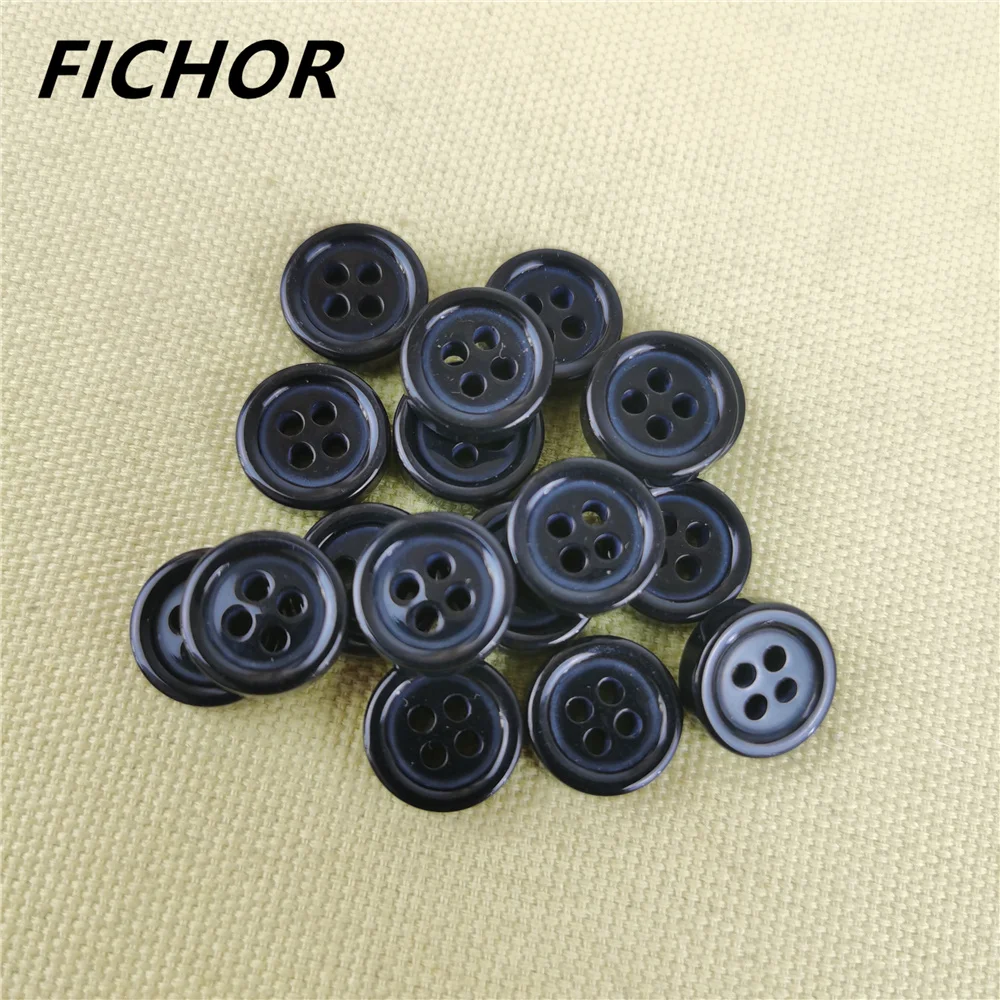 30/50pcs 11mm 4 fori bottoni per abbigliamento in resina nera abbigliamento Decor cucito Scrapbooking forniture per cucire a casa bottoni in plastica