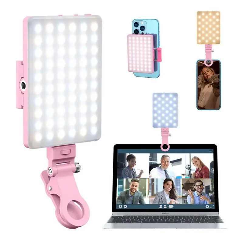 Led Phone Light With Front & Back Clip Two-Color Pinched Ultra Long Life Mobile Phone Light Foldable Portable Camera Fill Light