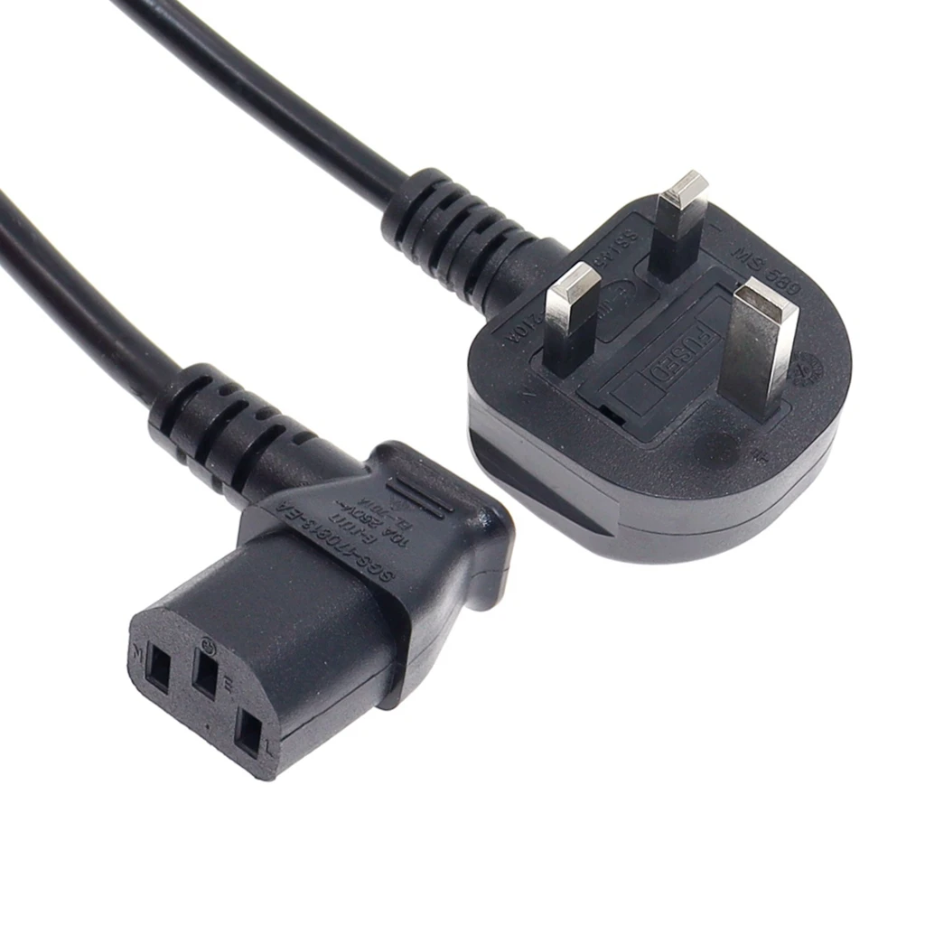 IEC320 C13 Right / Left Angle to UK 3 pins Main plug Extension Power Cable 1.8M AC Singapore Malaysia Plug Power Cable Lead Cord