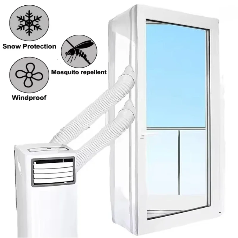 AirLocking-Fensterdichtung für tragbare AirCon mit 210/300/400/500 cm flexiblem Tuch und praktischem Reißverschlusssystem