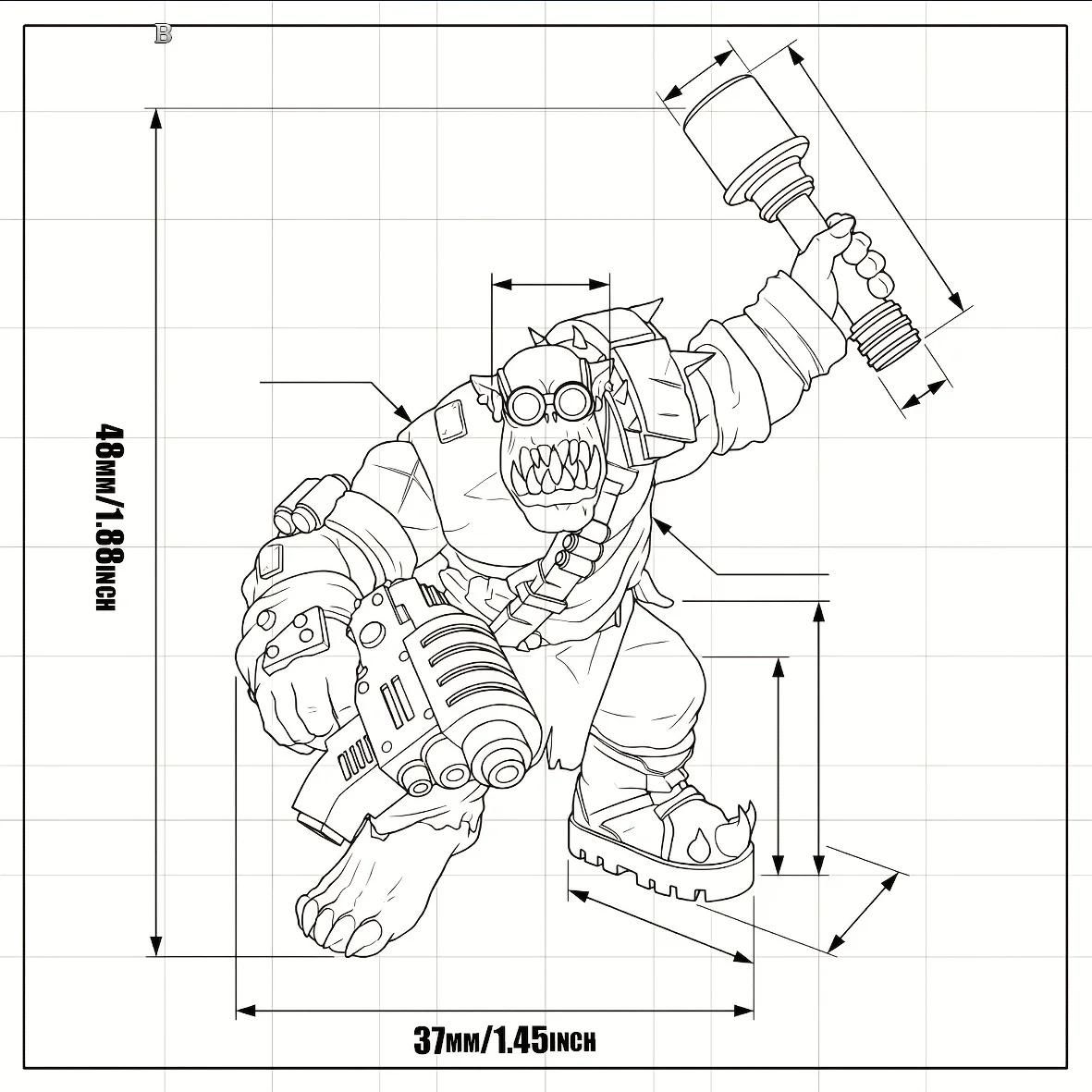 Fantasy Orc Warrior Miniature Set, Unpainted 3D Printed Models for Tabletop RPG and Collecting